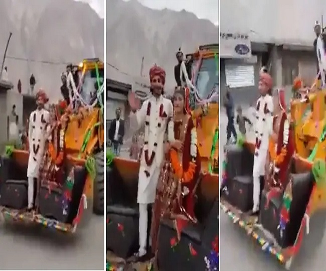 WATCH: Pakistani couple uses JCB to arrive at their wedding; netizens say 'what an adventure'